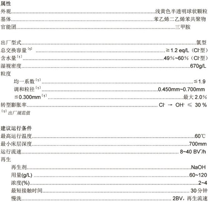 工业级强碱阴离子树脂 工业级强碱阴离子树脂